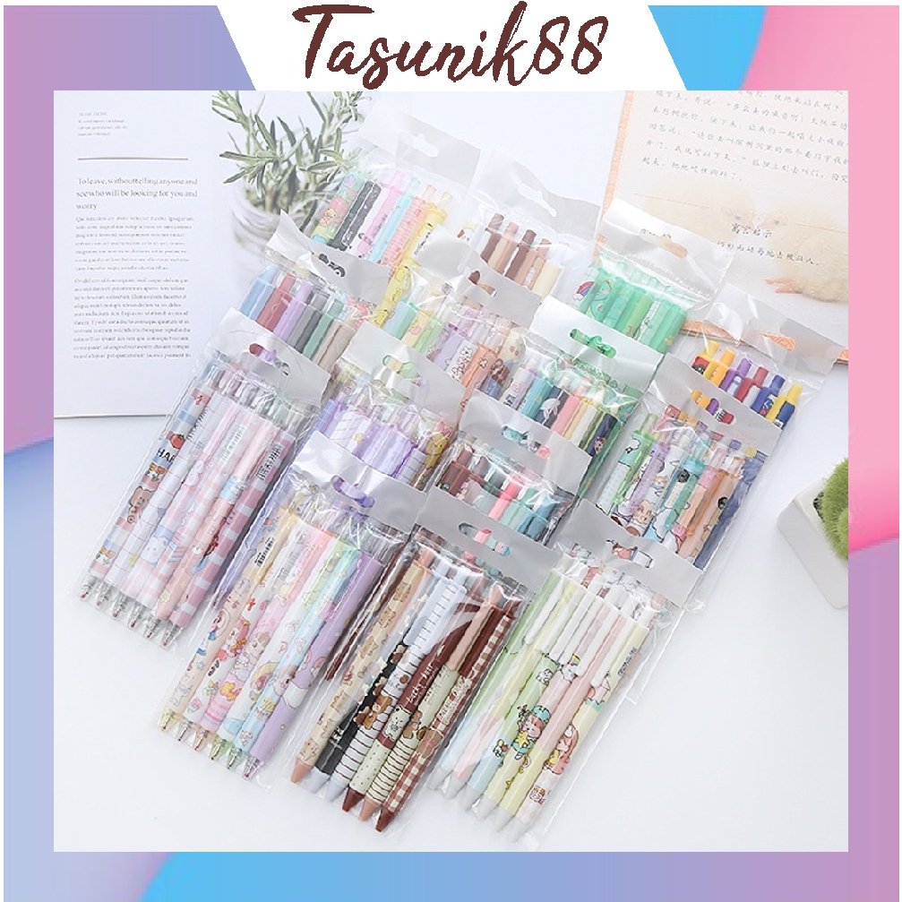 

⭐TasUnik88⭐ (6pcs) Set Pen Gel Mekanik 0.5mm Motif Karakter/Pulpen Gel Mekanik Lucu/Pulpen Aesthetic S110