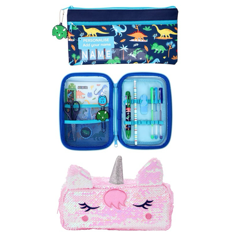 

Pencil Case Dinosaur Unicorn Pink Sequin Tempat Pensil Anak Sekolah Set Dino