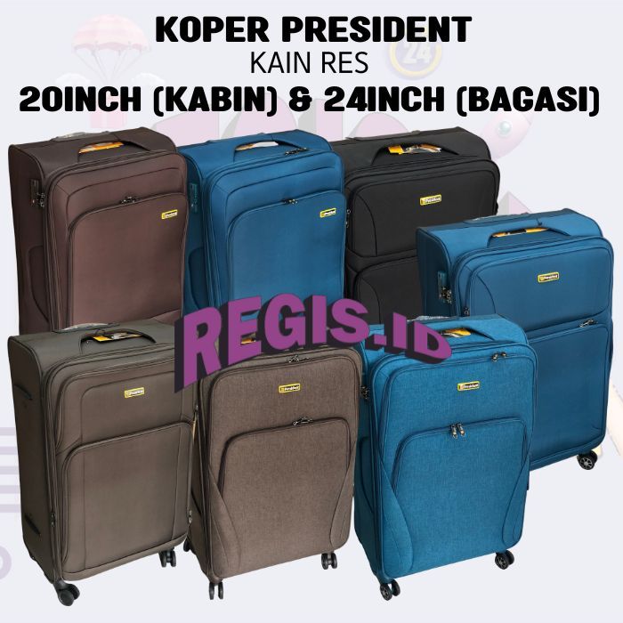KOPER KAIN PRESIDENT 20inch 24inch ORIGINAL 100% ZIPPER TSA LOCK RODA PUTAR 360DERAJAT ANTI BADAI