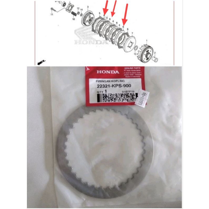 plat kopling crf150 cb Plate ClutchKode Part: 22321KPS900