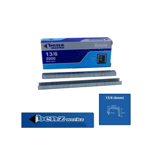 

Isi Staples Paku Tembak 13/6 BENZ 13/6 Kodenki 13/6 Kraftig 13/6 Xenon 13/6 Refil Refil isi Ulang Air Nailer Angin Staples Gun Tacker Jok BENZ