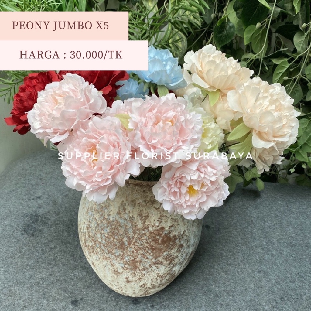 Lumayan_Banget Sfs - [Peony Jumbo X5] Bunga Palsu Peony Besar Mekar Rumbai Artificial Flower Bunga