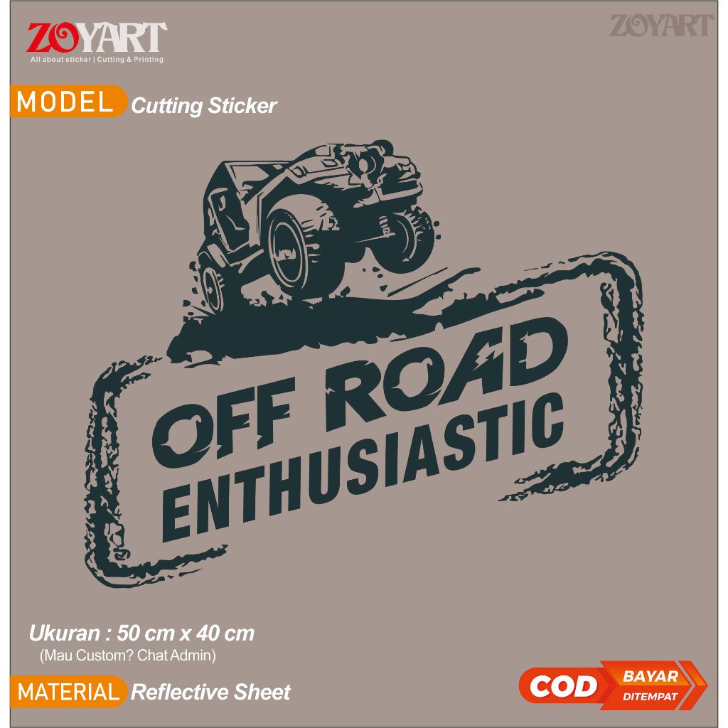 Sticker Offroad Enthusiastic, Sticker Offroad, Sticker Jeep, Sticker Pintu Mobil, Sticker Cutting Of