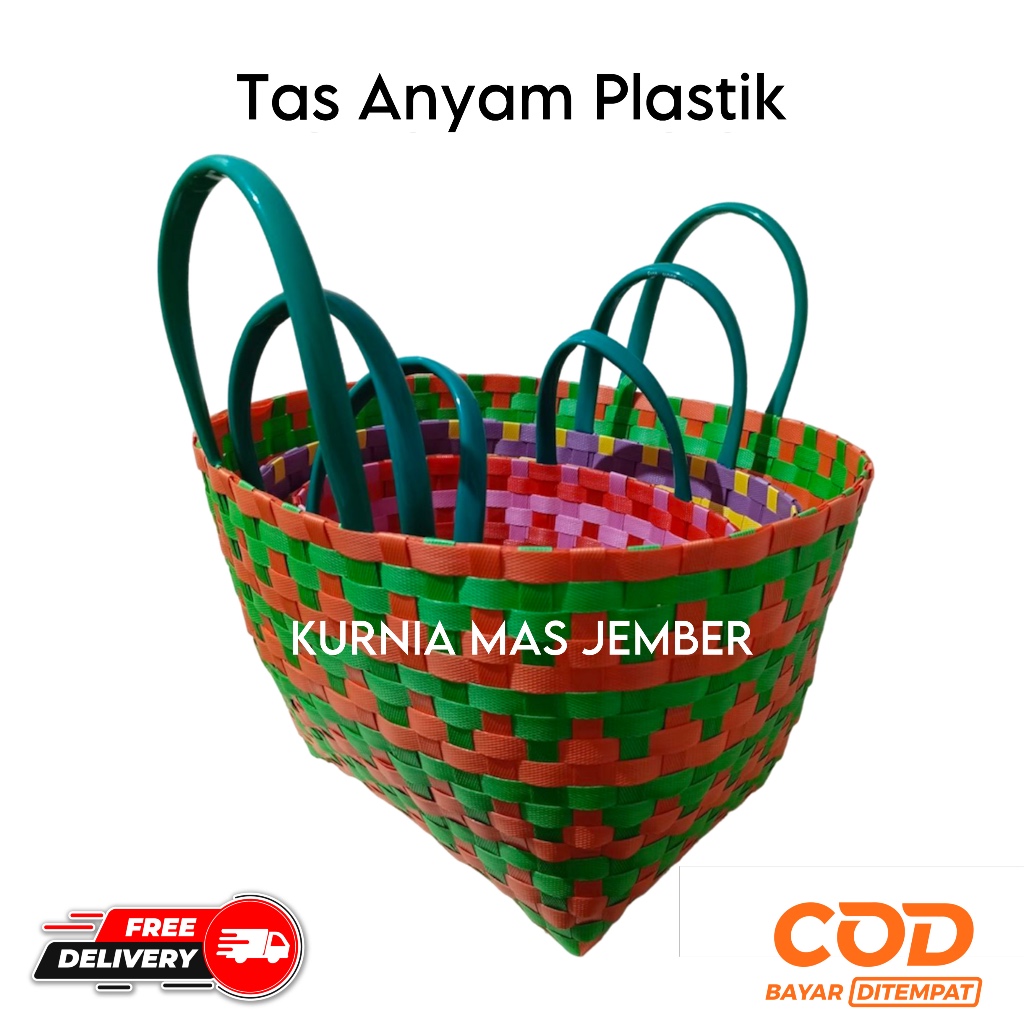 Tas Anyam Besar Tas Belanja Keranjang Pasar Anyam Plastik Kuat Grosir Tas Jali