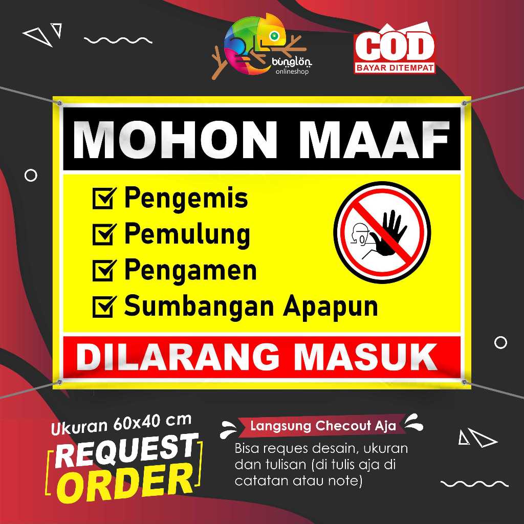 Spanduk Banner Mohon Maaf Pengemis, Pemulung, Pengamen Dilarang Masuk