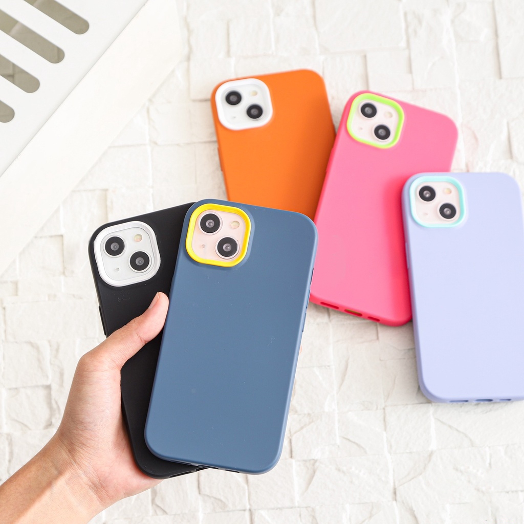CASE Silicone Candy 3in1 Warna Polos Mewah Sederhana iPhone 11 13 12 Mini 14 15 Pro MAX 7 8 6 6 S Plus XR XS MAX 7Plus 8Plus SE 2023 Casing Ponsel