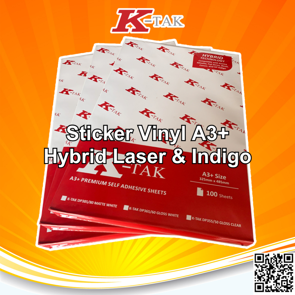 

Ktak Sticker Vinyl A3+ Stiker PP Film K-Tak Hybrid Laser Toner dan HP Indigo - PACK