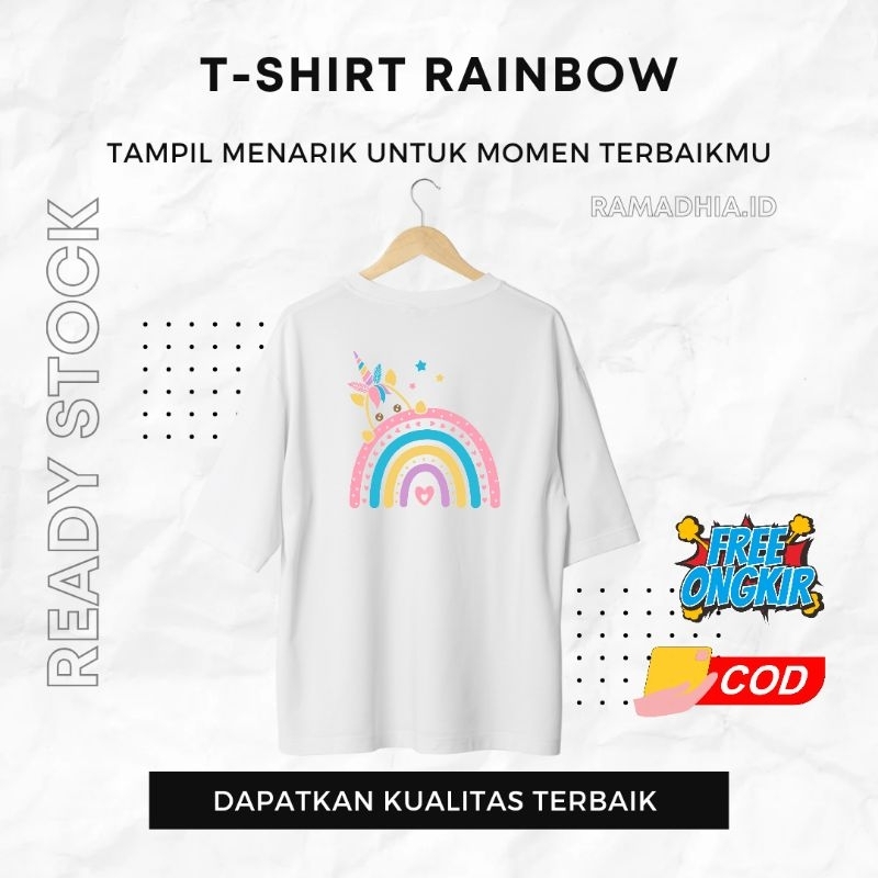 Baju Kaos Family RAINBOW UNICORN Ibu Ayah Anak Couple Set Keluarga Bahan Cutton Combed Sablon