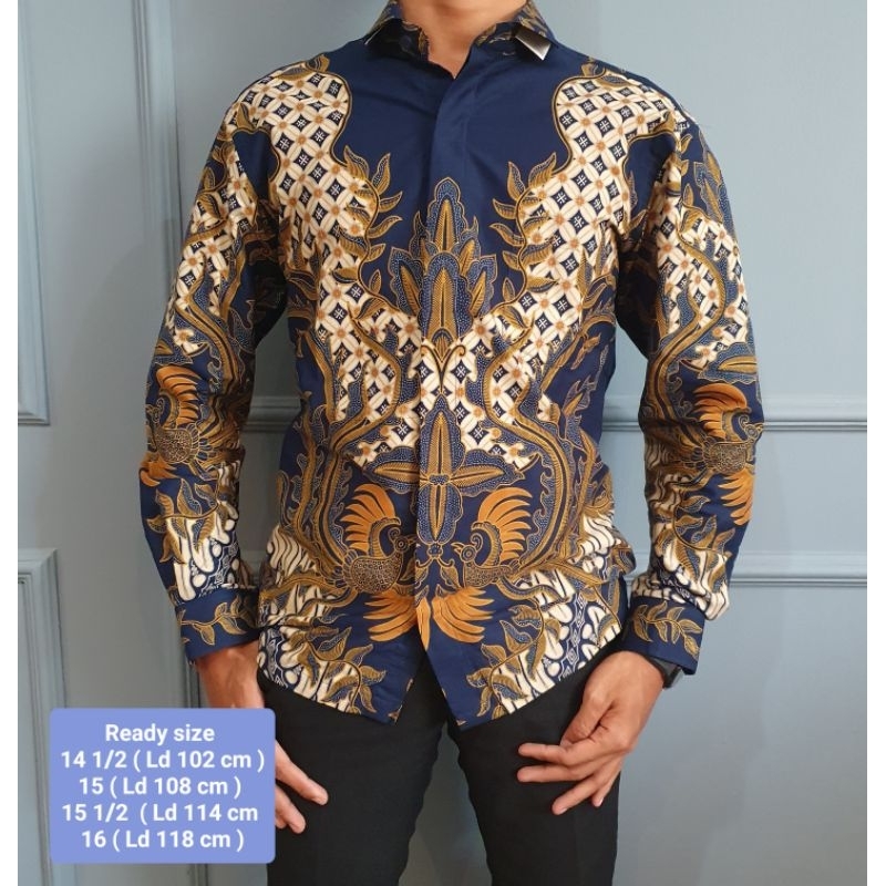 Kemeja Batik Lengan Panjang Pria Merk BOSS Slimfit 88211