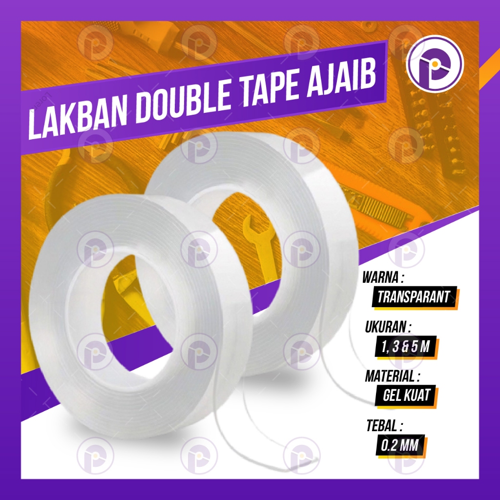 

Lakban Double Tape Ajaib Bening 2 Sisi Solasi Solatip Tempelan Perekat