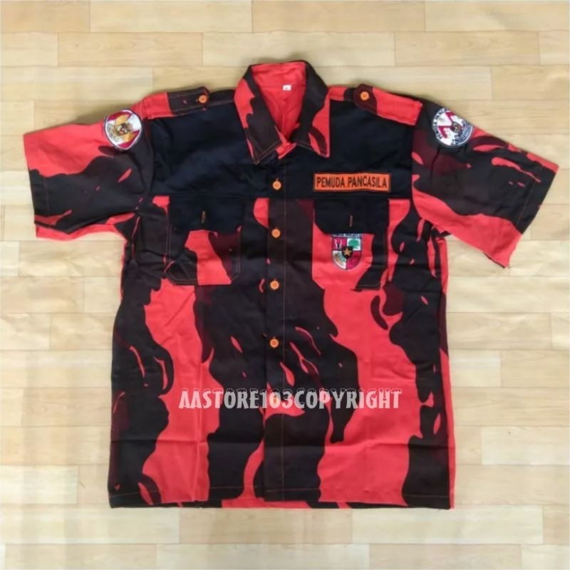 Kemeja Pemuda Pancasila Full Loreng Lengan Pendek - Baju PP Loreng Pendek
