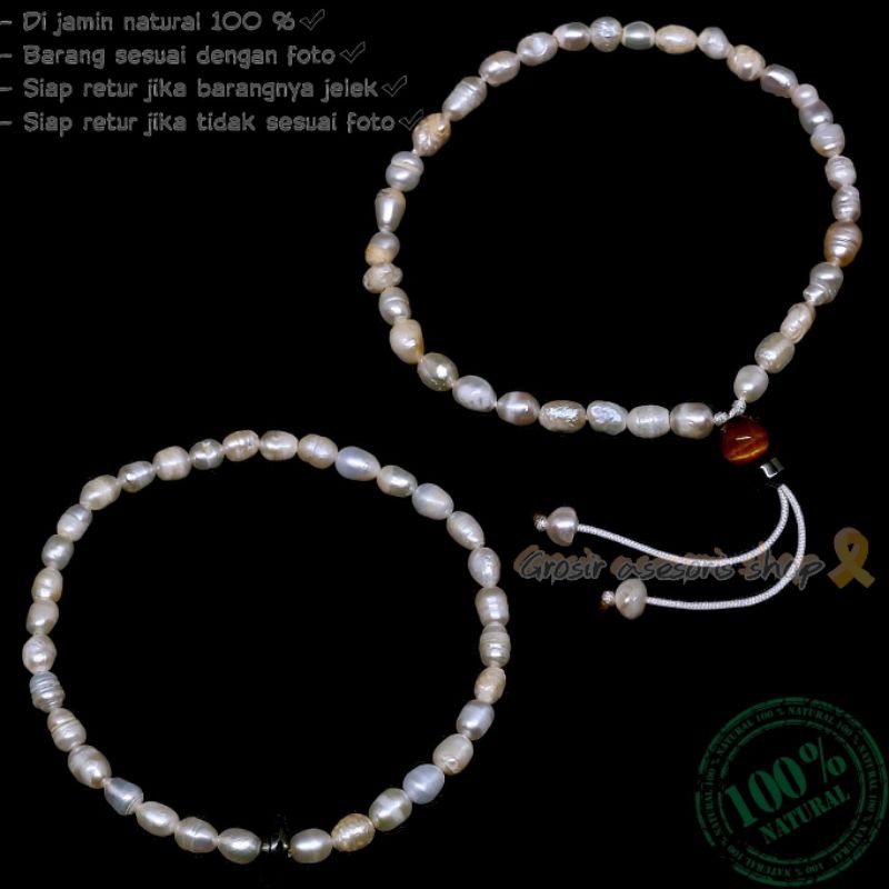 Gelang tasbih mutiara asli / gelang tasbih handmade / gelang pria dan wanita