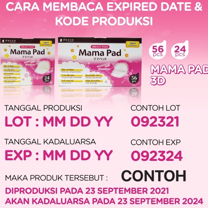 Ready Mamapad Breastpad isi 56 / 24 pcs 3D Side Cut Shape Dacco / Mama Pad Breast Pad Premium 68 EXP