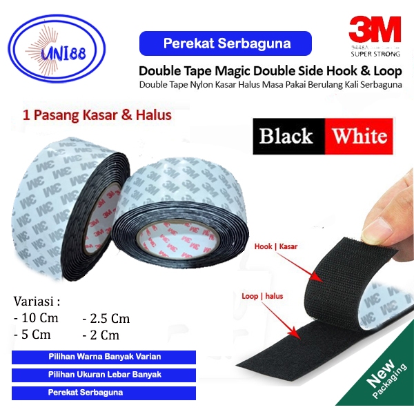 Velcro Perekat Double Tape Serbaguna Velcro Tape Hook and Loop Adhesive 1 Set