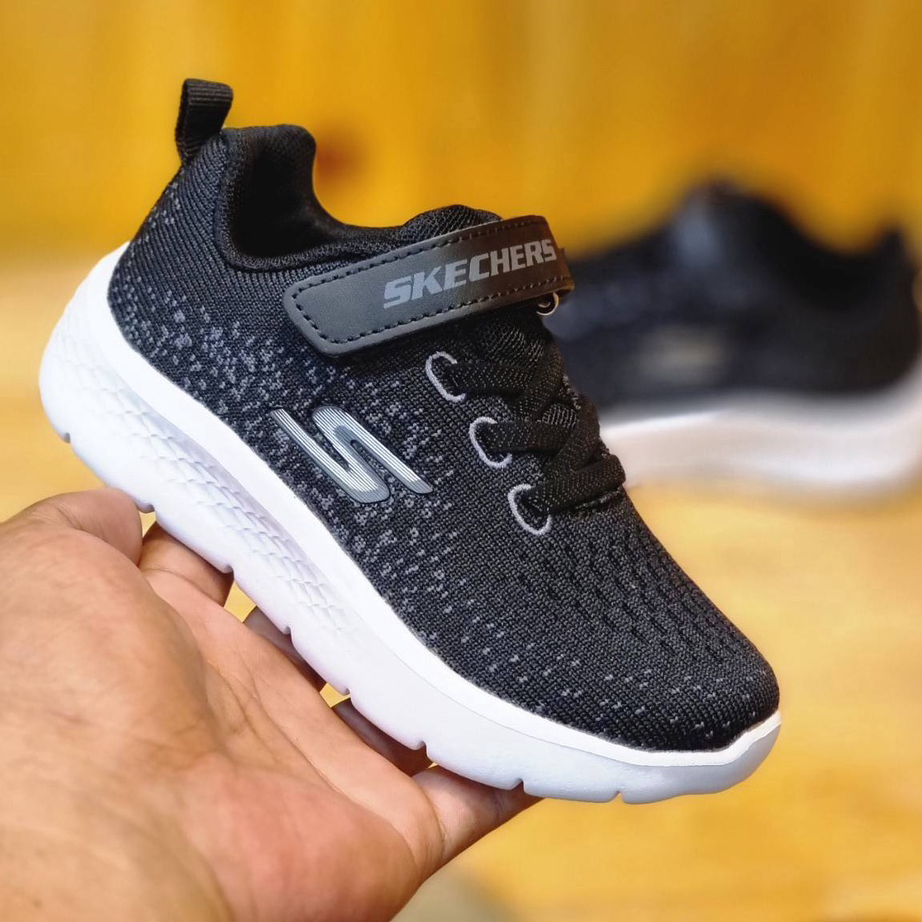 ➚➹✲ Sepatu Anak Sekolah Laki-Laki Perempuan Skechers Hitam Putih Premium