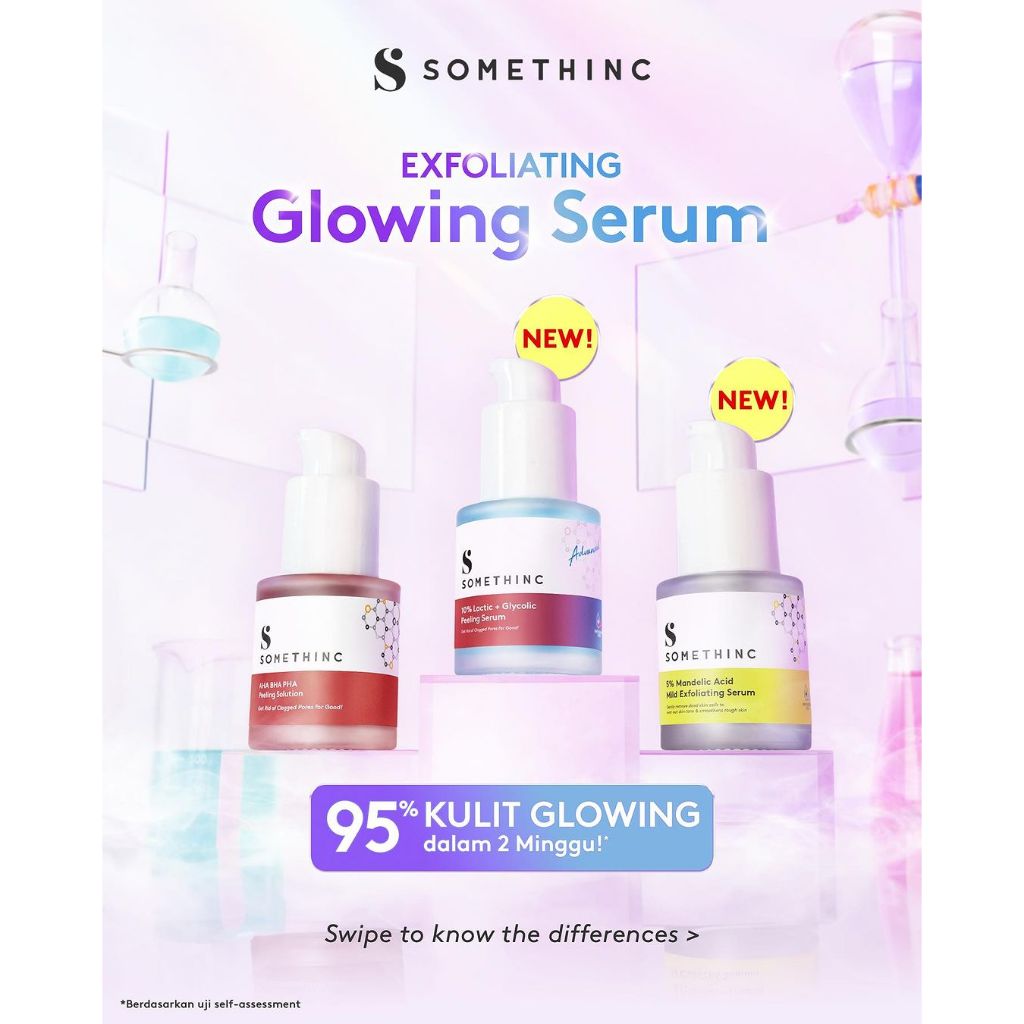 SOMETHINC 5% Mandelic Acid Mild Exfoliating Serum Wajah 20ml | SOMETHINC 10% Lactic + Glycolic Peeli