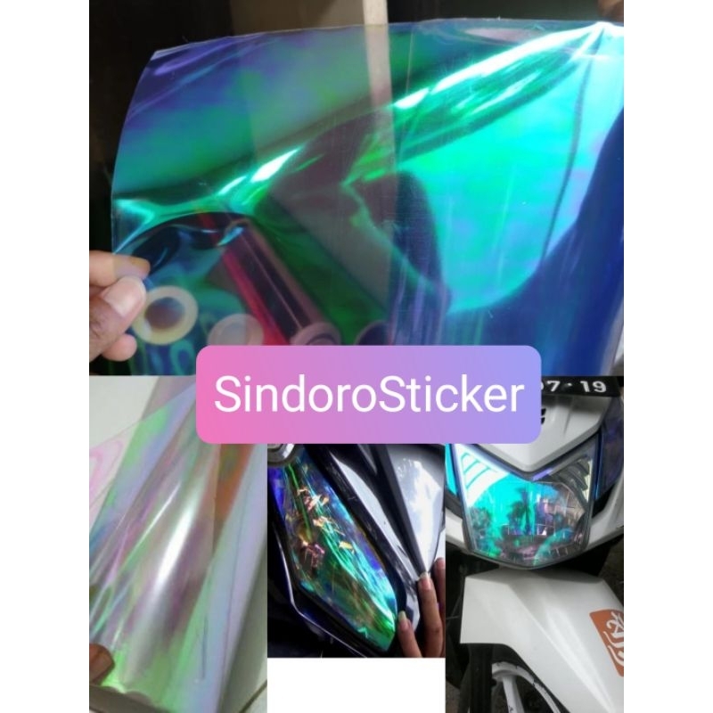 Seticker Lampu Motor/Mobil Pelangi  Skotlet Lampu Transparan