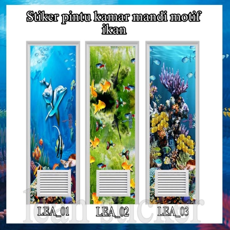 Stiker pintu kamar mandi motif ikan