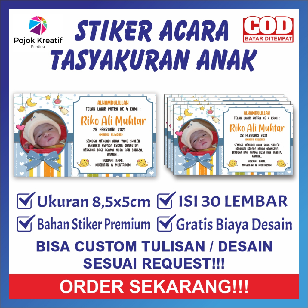 

Sticker Stiker Setiker Happy Birthday Ulang Tahun Tasyakuran Anak Bayi Label Custom Foto Laki Cewek Perempuan Custom Nama label Box Makanan Nasi Souvenir Murah Dapat Banyak Motif Babby Shark U4 Pojok Kreatif