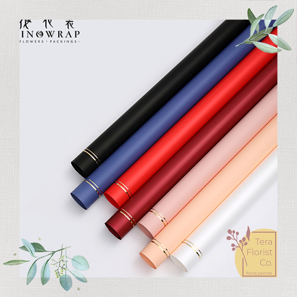 

20 Lembar Cellophane Frame Tebal Gold Crown Sinowrap Ori Kertas Buket Bunga Korean Waterproof Flower Wrapping Paper Calor Kado