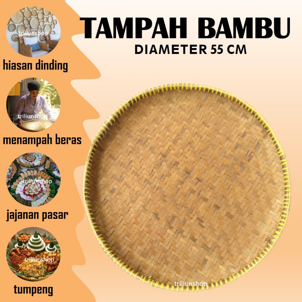 TERMURAH Tampah Anyaman Bambu 55cm Bulat Nasi Tumpeng | Nyiru Bambu Tempat Jajanan Pasar