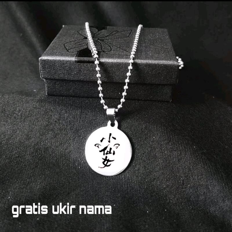KALUNG TITANIUM WANITA ANTI KARAT ASLI LIONTIN BULAT