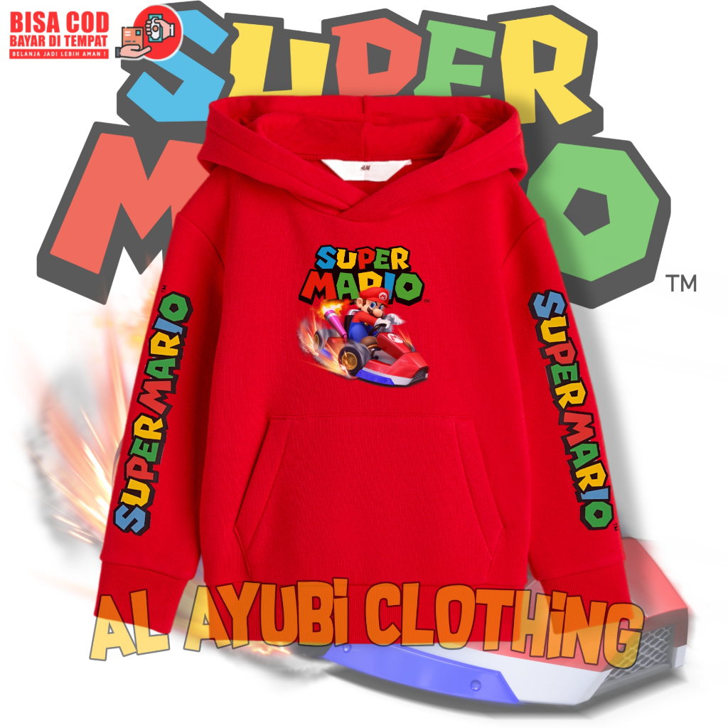 Sweater Hoodie Anak Super Mario Kart / Jaket Hoodie Anak Super Mario