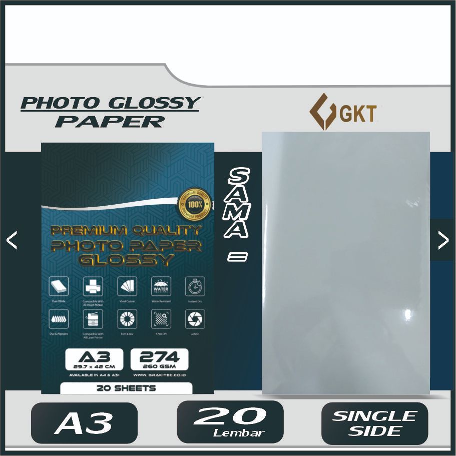 

Kertas Foto Glossy A3 GKT - GKT Glossy Photo Paper