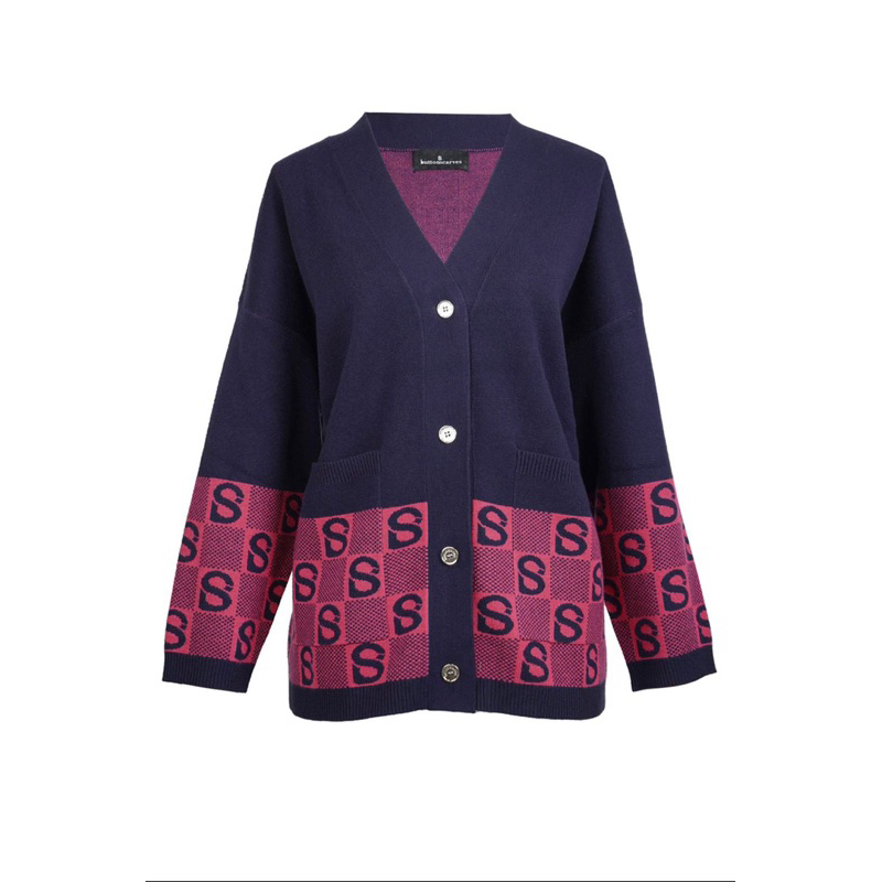 Oversize plaid cardigan