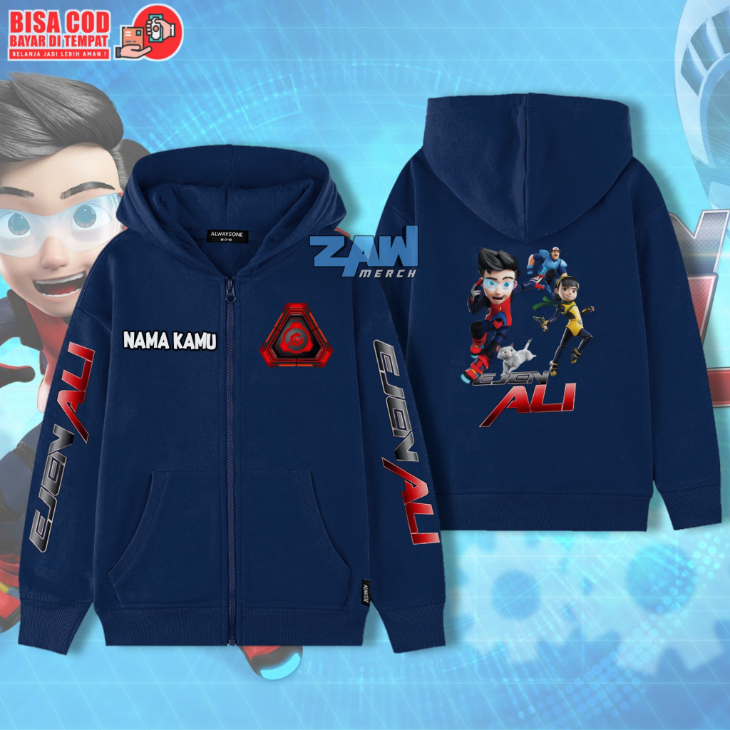 Hoodie Zipper Anak EJEN ALI / Jaket Hoodie Anak Ejen Ali