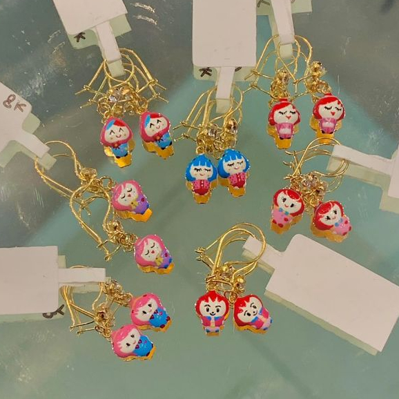ANTING ANAK EMAS ASLI 8K 375 ANTING ANAK MOTIF BONEKA LUCU CANTIK ANTING TERMURAH - ATL05