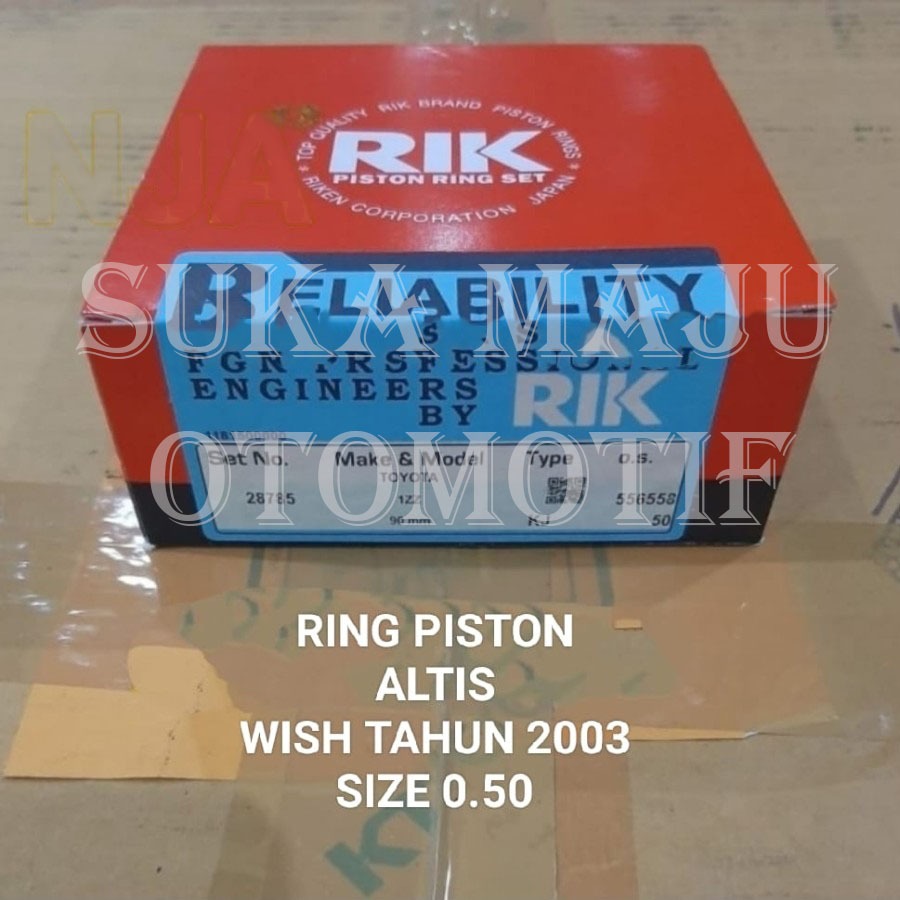 Ring piston seher toyota wish tahun 2003 size 0.50 28785 1set