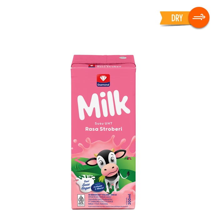 Promo Harga Diamond Milk UHT Strawberry 200 ml - Shopee