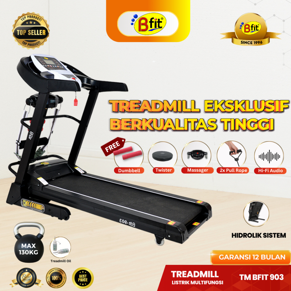 (SEMARANG) Treadmill Elektrik BFIT 903 Auto Incline Multifungsi Listrik Lipat Portable Low Watt