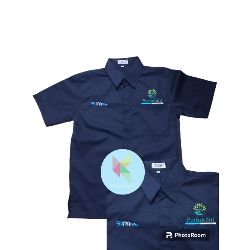 Kemeja bumn perhutani seragam bumn perhutani baju bumn perhutani navy lengan pendek