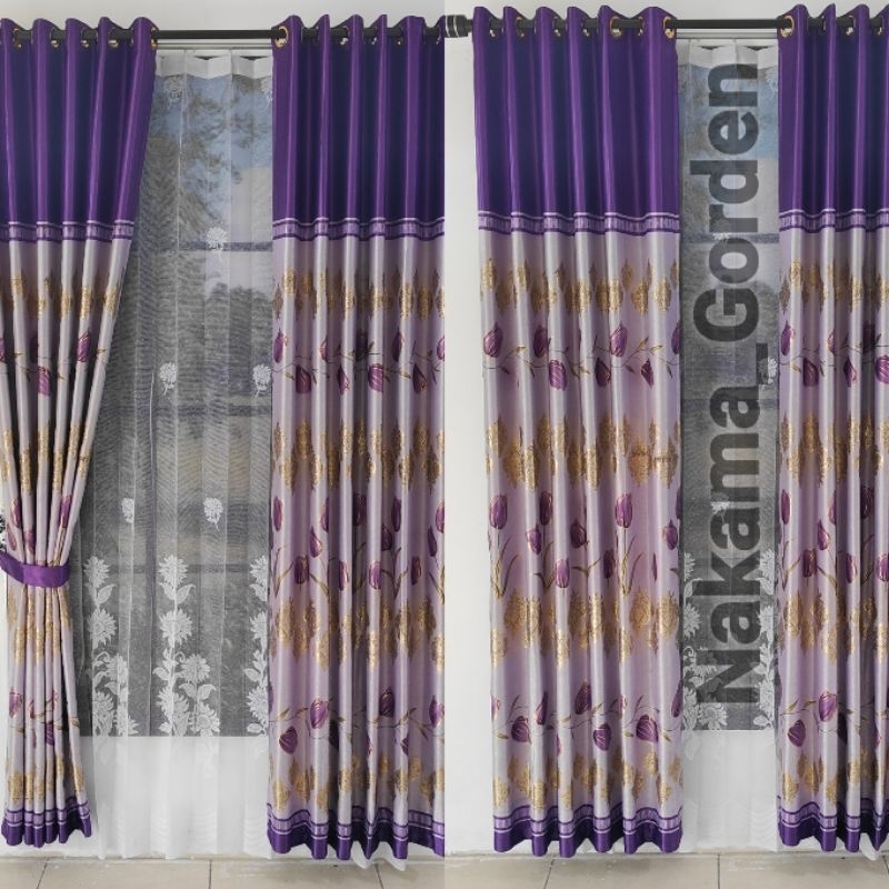 Gorden Motif Bunga Tulip Nova Bahan Blackout Tebal Hordeng Jendela Minimalis Pintu Kamar Ruang Tamu