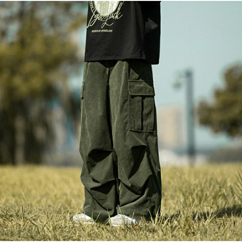 Celana Corduroy Pria Celana Cargo Corduroy Hijau Outfit Yang Lagi Treen