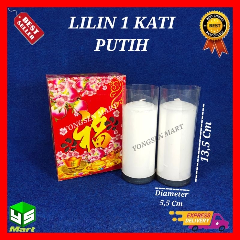 Lilin putih jumbo polos / lilin ibadah sembahyang 1 kati 2 pcs