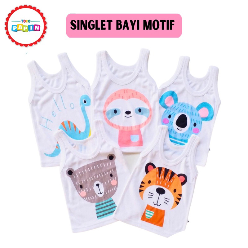TokoPapin Singlet Bayi Kaos Dalam Anak Baju Singlet Kaos Dalam Anak Bayi Motif