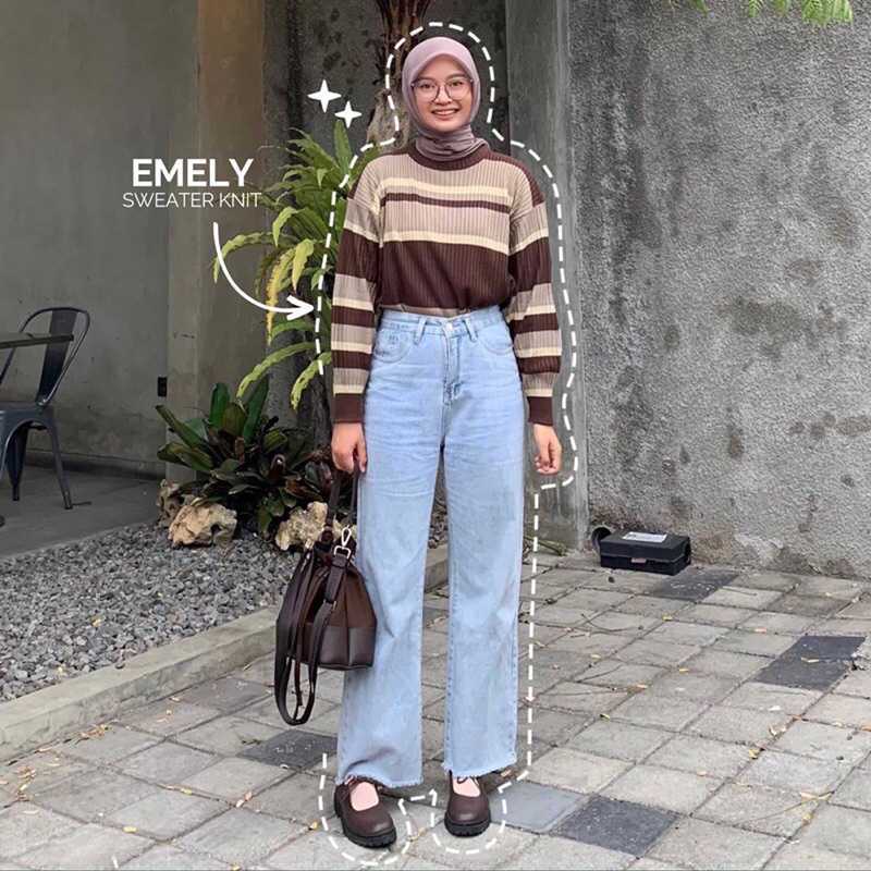 EMELY KNIT OVERSIZE / SWEATER RAJUT / OUTFIT KEKINIAN / OUTFIT VIRAL