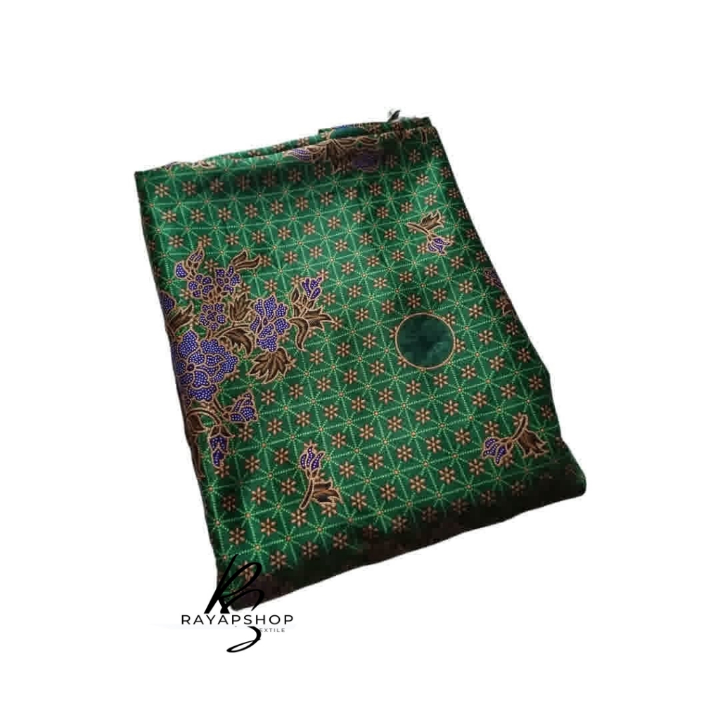 Bahan Kain Batik Premium Meteran Untuk  Gamis Muslimat Nu Terbaru 2023 Semi Sutra Hijau Tua Panjang 
