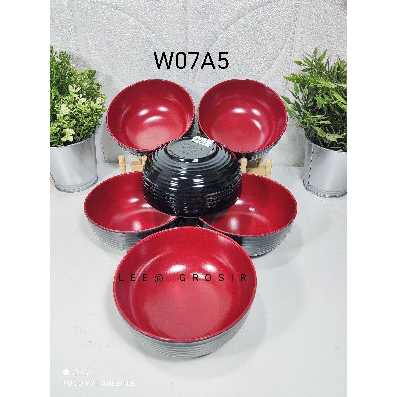 12 pcs (1lusin) Mangkok Melamin W07a5 Golden Dragon Mangkuk Besar