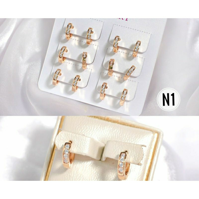 ANTING JEPIT MUTIARA XUPING  ANTING WANITA ANTI KARAT LAPIS EMAS AKSESORIS KOREA FASHION PERHIASAN J