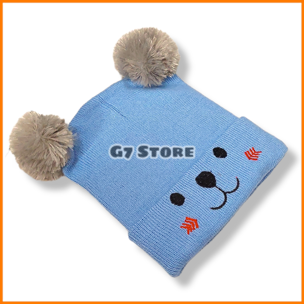 Topi Bayi Laki Laki Perempuan Bordir keren Model Kupluk Anak Pompom Usia 3 6 9 12 Bulan1 2 3 Tahun