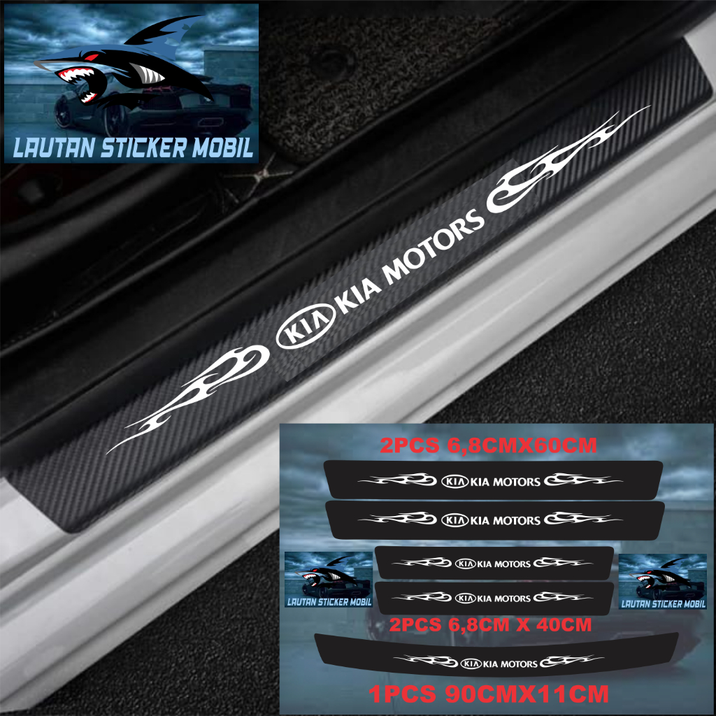 STIKER STICKER CARBON 3D MOBIL KIA MOTORS STICKER KARBON 3D PIJAKAN KAKI MOBIL KIA RIO PICANTO SPORT