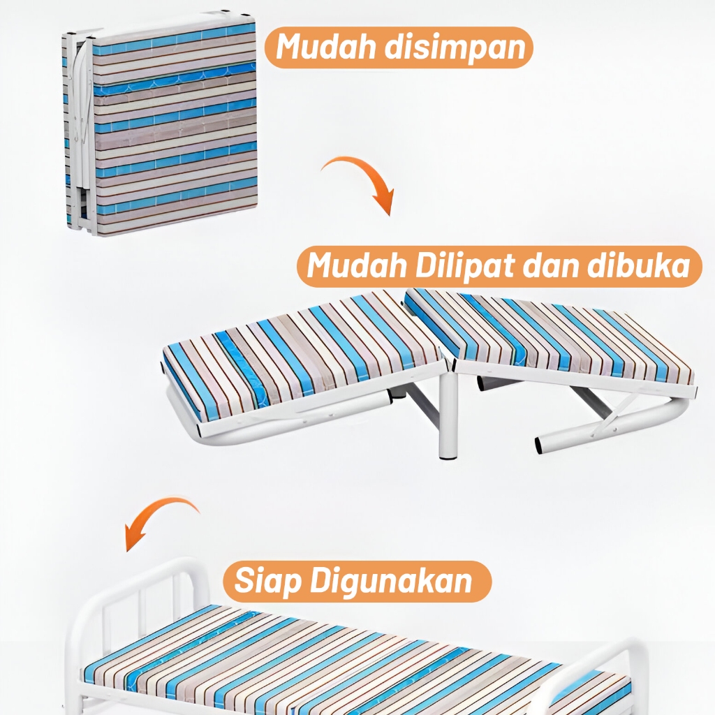 Tempat Tidur Lipat Dipan Folding Bed Portable / Ranjang Lipat Uk 100 cm &amp; 75 Aihomestore88