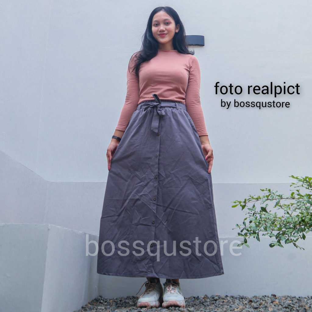Rok Panjang kancing Depan // Rok Panjang Wanita Premium