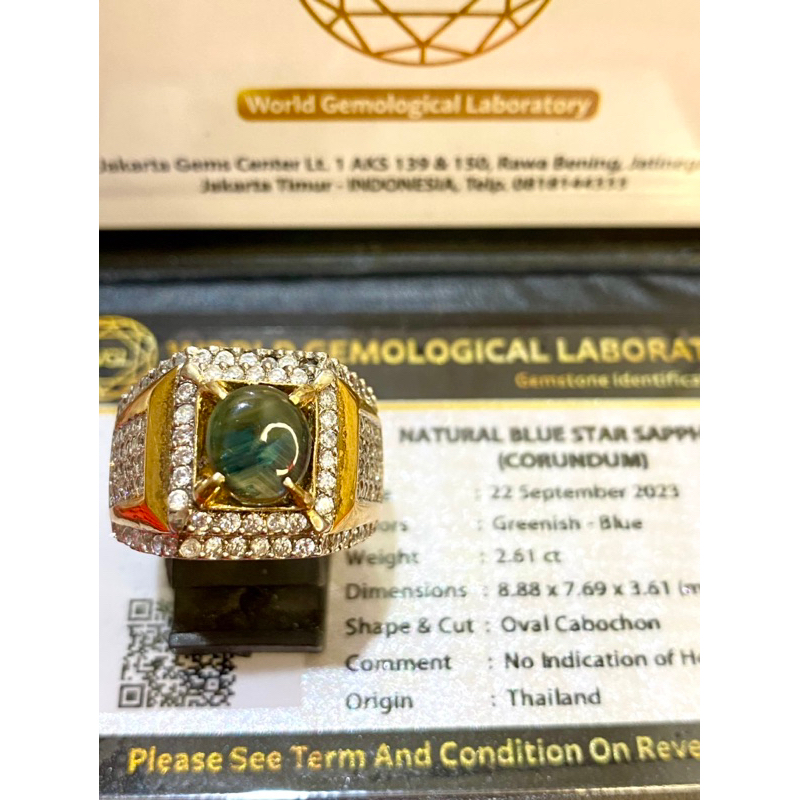 Blue Star Sapphire Thailand + ID Card / Bangsing Biru Ring Perak Elegant