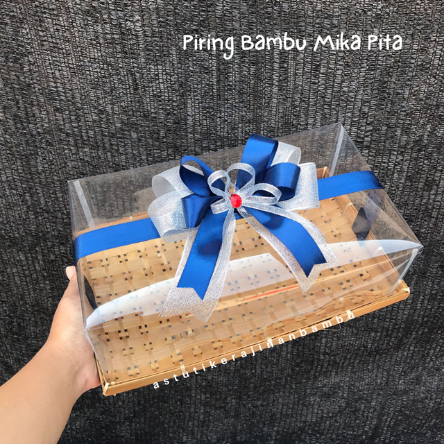 Piring Hantaran Bambu Persegi Panjang Piring Kue Roll Cake Hantaran Ekonomis Wadah Hantaran Pernikah
