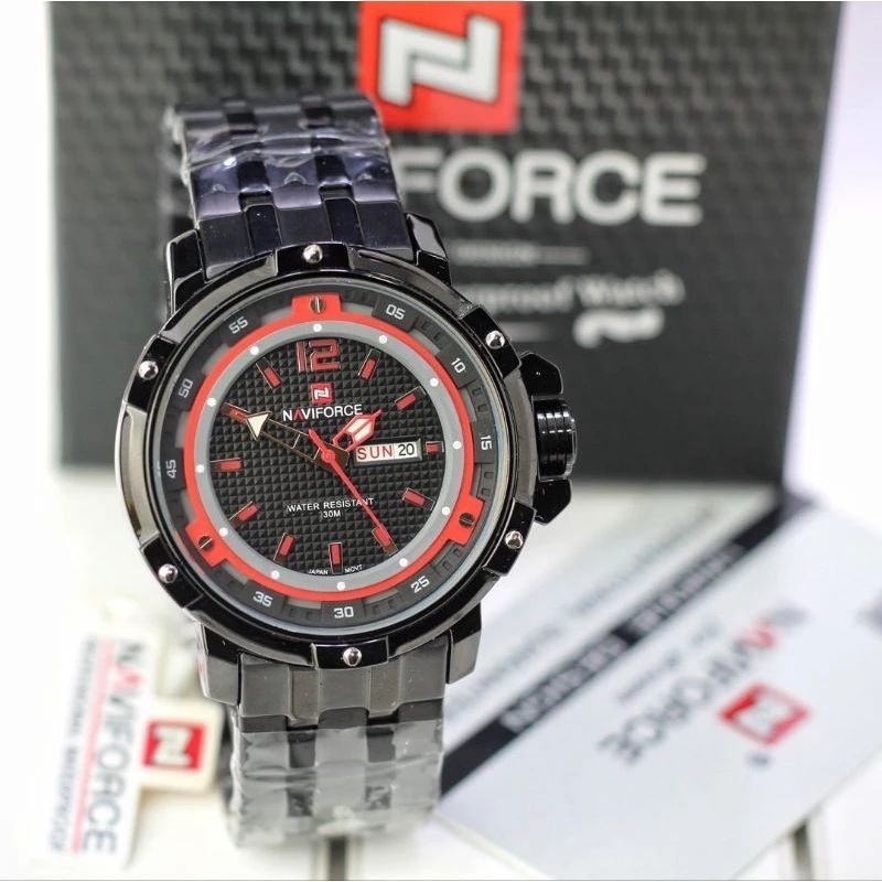 Jam Tangan Pria Naviforce 9073 Naviforce Rantai Free Box